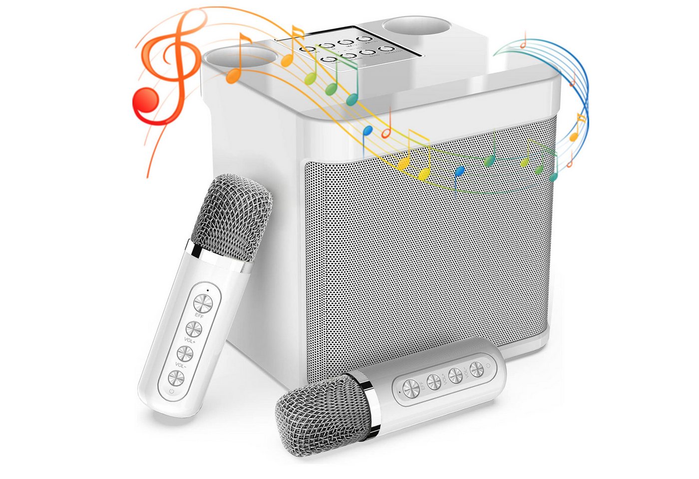 ZEUOPQ Karaoke Anlage mit 2 Mikrofonen, Bluetooth Karaoke Maschine Karaoke-Maschine (für Party, Aktivitäten, Unterstützung Bluetooth, AUX, USB/TF) von ZEUOPQ