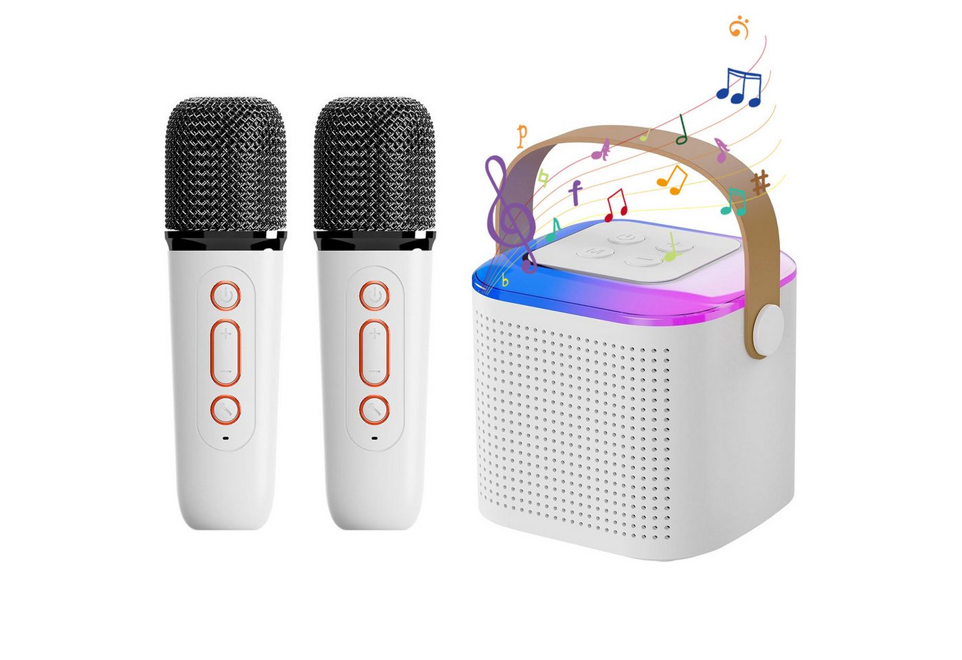 ZEUOPQ Karaoke-Maschine mit 2 Kabellosen Mikrofonen und 5 LED-Lichteffekten Bluetooth-Lautsprecher 360° Stereo Surround, HIFI Audio Technologie, 16-Kern Dual-Magnet-Lautsprecher (Wireless Bluetooth-Verbindung, USB-Ladung, DSP-Geräuschunterdrückungschip, Geschenk für Kleinkinder) ZEUOPQ Karaoke-Maschine mit 2 Kabellosen Mikrofonen und 5 LED-Lichteffekten Bluetooth-Lautsprecher 360° Stereo Surround, HIFI Audio Technologie, 16-Kern Dual-Magnet-Lautsprecher (Wireless Bluetooth-Verbindung, USB-Ladung, DSP-Geräuschunterdrückungschip, Geschenk für Kleinkinder) von ZEUOPQ
