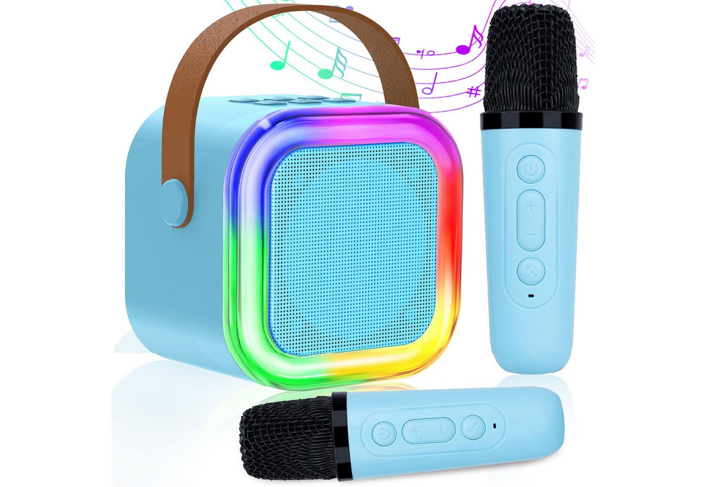 ZEUOPQ Mini-Karaoke-Set Kinder-Karaoke-Maschine mit 2 kabellosen Mikrofonen Bluetooth-Lautsprecher (Spielzeug, Partygeschenk, tragbar, Geschenke für Mädchen Jungen) von ZEUOPQ