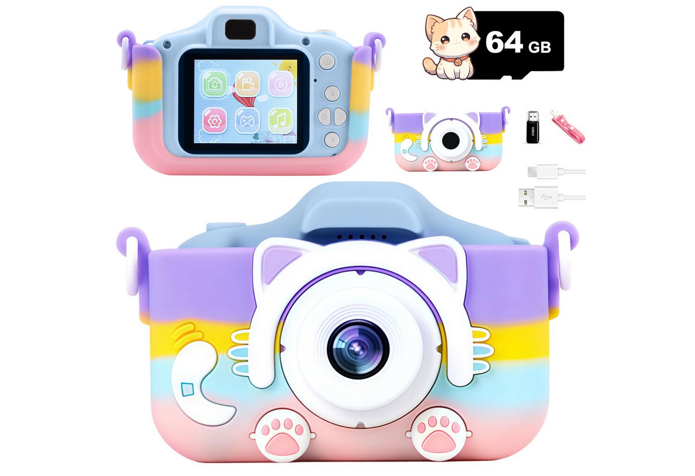 ZEUOPQ KinderKamera Spielzeug-Kamera 20-Megapixel-HD-Kamera 2.0-Zoll-Display Kinderkamera (inkl. blau, mit Zubehör wie Silikonhülle und 64G Speicherkarte, mit Dual-Kamera, zeitgesteuerte Aufnahmen,mini-Puzzlespiele usw) ZEUOPQ KinderKamera Spielzeug-Kamera 20-Megapixel-HD-Kamera 2.0-Zoll-Display Kinderkamera (inkl. blau, mit Zubehör wie Silikonhülle und 64G Speicherkarte, mit Dual-Kamera, zeitgesteuerte Aufnahmen,mini-Puzzlespiele usw) von ZEUOPQ
