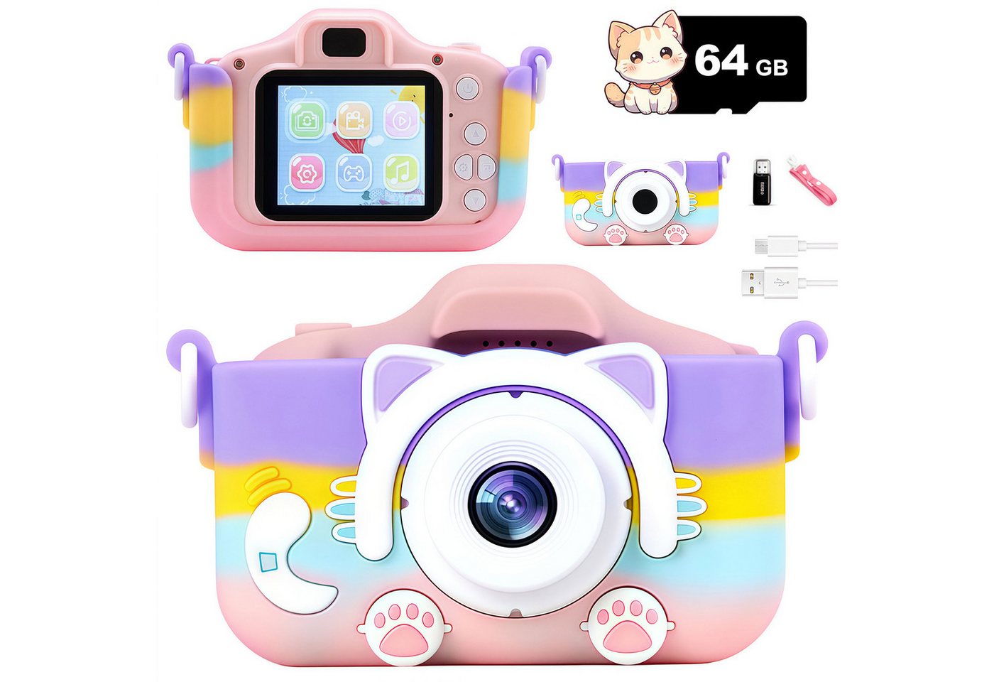 ZEUOPQ KinderKamera Spielzeug-Kamera 20-Megapixel-HD-Kamera 2.0-Zoll-Display Kinderkamera (inkl. rosa, mit Zubehör wie Silikonhülle und 64G Speicherkarte, mit Dual-Kamera, zeitgesteuerte Aufnahmen,mini-Puzzlespiele usw) ZEUOPQ KinderKamera Spielzeug-Kamera 20-Megapixel-HD-Kamera 2.0-Zoll-Display Kinderkamera (inkl. rosa, mit Zubehör wie Silikonhülle und 64G Speicherkarte, mit Dual-Kamera, zeitgesteuerte Aufnahmen,mini-Puzzlespiele usw) von ZEUOPQ