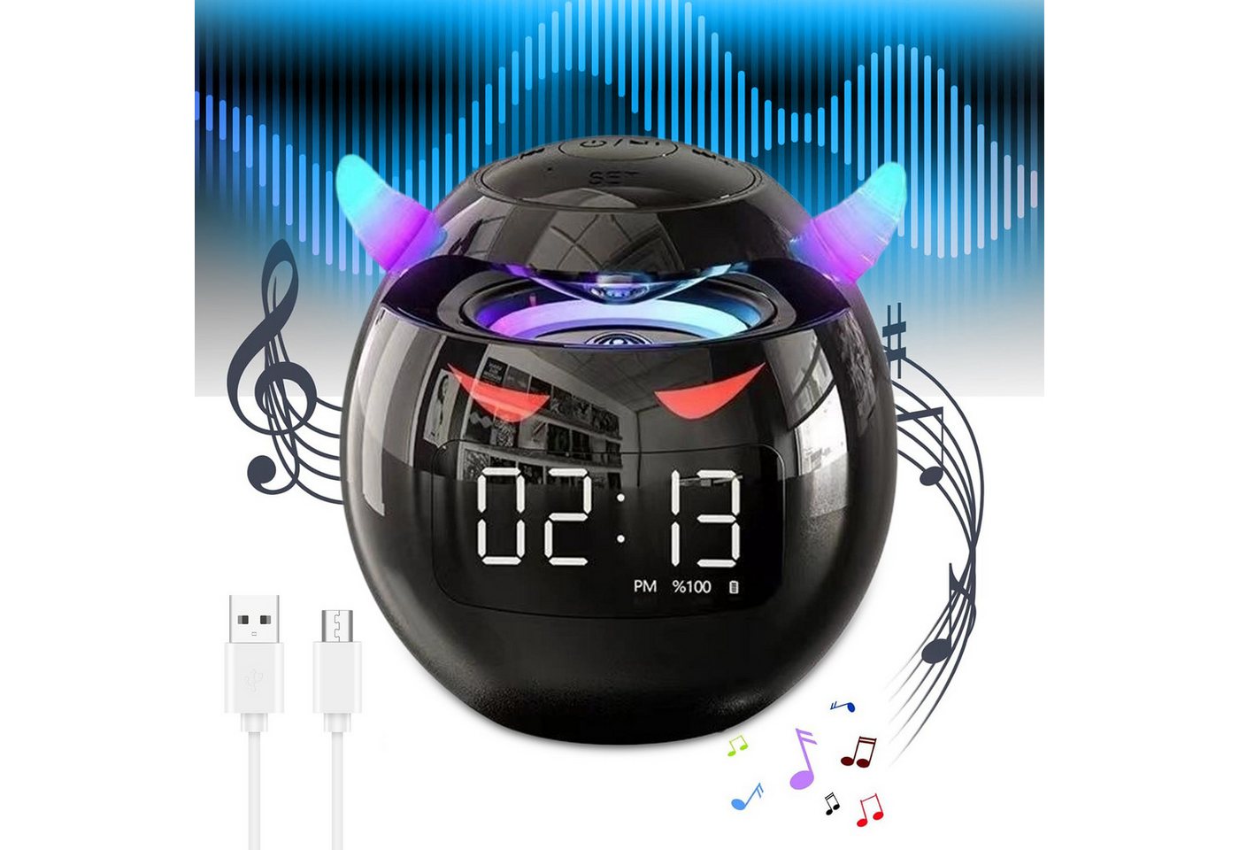 ZEUOPQ Lautsprecher Kabelloser Bluetooth-Lautsprecher Kleiner Teufel Wecker Lautsprecher Multifunktions Wecker 8,5 x 8,5 cm (mit Nachtlicht,Lithium-Akku,HiFi-Sound Effect, für Outdoor, Zuhause und mehr) ZEUOPQ Lautsprecher Kabelloser Bluetooth-Lautsprecher Kleiner Teufel Wecker Lautsprecher Multifunktions Wecker 8,5 x 8,5 cm (mit Nachtlicht,Lithium-Akku,HiFi-Sound Effect, für Outdoor, Zuhause und mehr) von ZEUOPQ