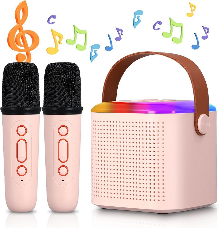 RWEUOQ Mini-Karaoke-Maschine mit 2 Drahtlosen Handmikrofonen, Tragbarer Bluetooth-Lautsprecher 360° Stereo Surround, HIFI Audio Technologie, 16-Kern Dual-Magnet-Lautsprecher (Wireless Bluetooth-Verbindung, USB-Ladung, 5 LED-Lichteffekten, DSP-Geräuschunterdrückungschip) RWEUOQ Mini-Karaoke-Maschine mit 2 Drahtlosen Handmikrofonen, Tragbarer Bluetooth-Lautsprecher 360° Stereo Surround, HIFI Audio Technologie, 16-Kern Dual-Magnet-Lautsprecher (Wireless Bluetooth-Verbindung, USB-Ladung, 5 LED-Lichteffekten, DSP-Geräuschunterdrückungschip) von RWEUOQ