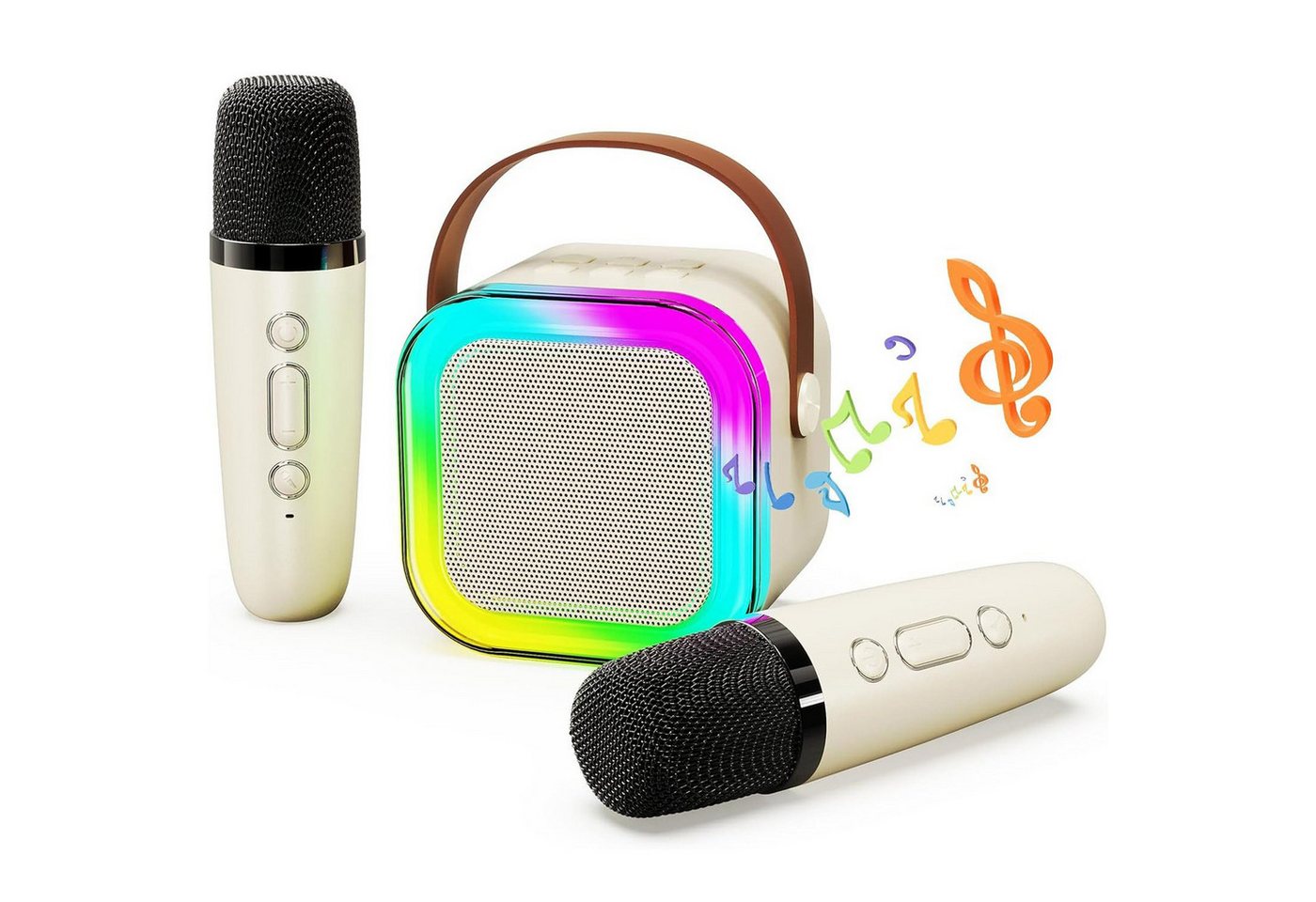 ZEUOPQ Mini-Karaoke-Set mit 2 kabellosen Mikrofonen, Kinder-Karaoke-Maschine Bluetooth-Lautsprecher (Spielzeug, Partygeschenk, tragbar, Geschenke für Mädchen Jungen) von ZEUOPQ