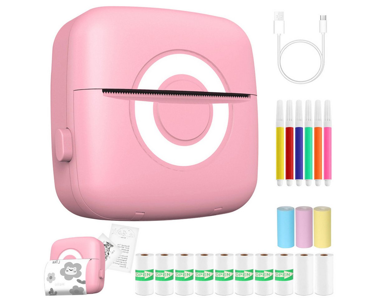 ZEUOPQ Mini-Thermodrucker Bluetooth Set mit 13 Rollen Papier+6Bunte Stifte Etikettendrucker ZEUOPQ Mini-Thermodrucker Bluetooth Set mit 13 Rollen Papier+6Bunte Stifte Etikettendrucker von ZEUOPQ