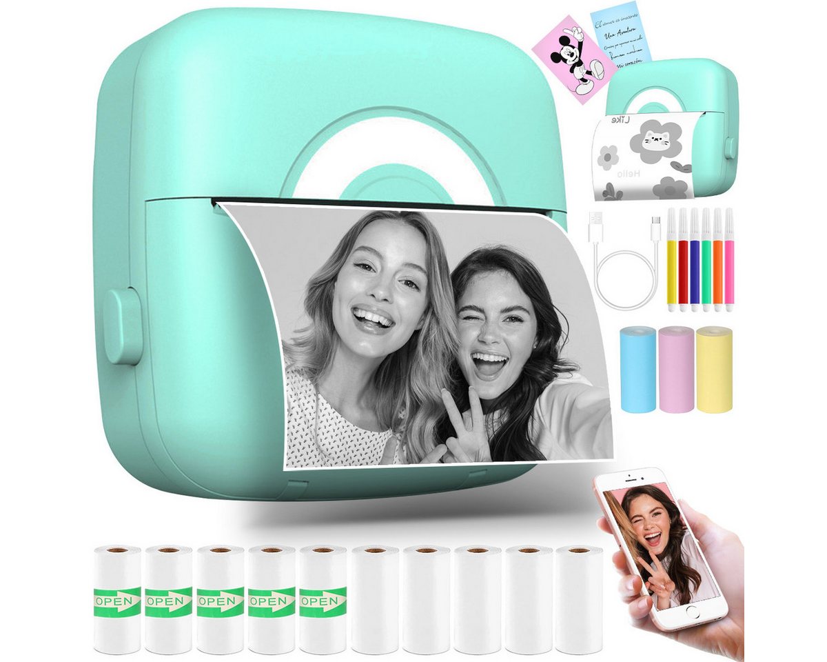 ZEUOPQ Mini-Thermodrucker Bluetooth Set mit 13 Rollen Papier+6Bunte Stifte Etikettendrucker ZEUOPQ Mini-Thermodrucker Bluetooth Set mit 13 Rollen Papier+6Bunte Stifte Etikettendrucker von ZEUOPQ