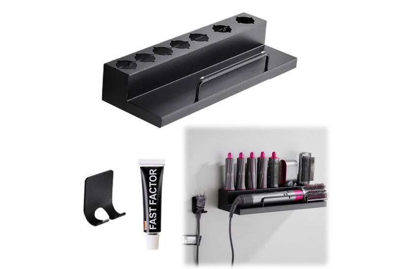 ZEUOPQ Haartrocknerhalter und Glätteisenhalter Multifunktionale Wandhalterung für Haarstylinggeräte,kein Bohren nötig, (Aufbewahrungsregal-Set für Lockenstab, Glätteisen und Zubehör, Enthält Wandhalterung, stark haftenden Kleber für Bad und Schlafzimmer, Edelstahl, rostfrei, korrosionsbeständig, hoher Schutzrand, rutschfest) von ZEUOPQ