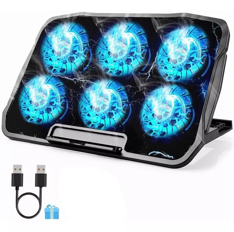 ZEUOPQ Notebook-Kühler Laptop-Kühlerständer mit 6 Ventilatoren für 12-17 Zoll, Dual-USB, Universelle Kompatibilität,LED-Beleuchtung, hoher Komfort mit Mauspad von ZEUOPQ
