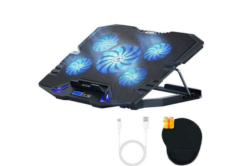 ZEUOPQ Notebook-Kühler Notebook-Kühler, LCD-Display,5-fach höhenverstellbar, Leise, Mauspad, Anti-Rutsch-Design, Dual-USB-Anschluss, kompatibel mit vielen Laptops. von ZEUOPQ