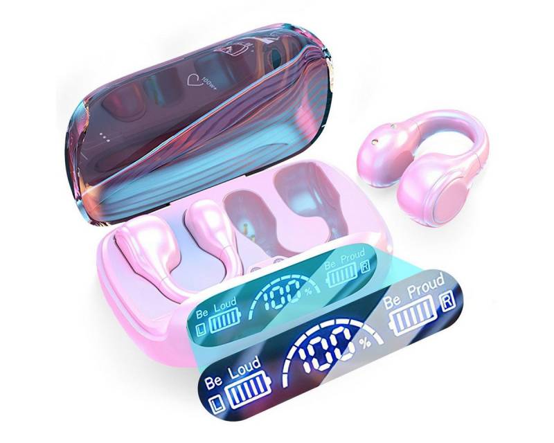 ZEUOPQ Ohrclip(Rosa) 400mAh mit digitaler Anzeige Bluetooth-Kopfhörer von ZEUOPQ