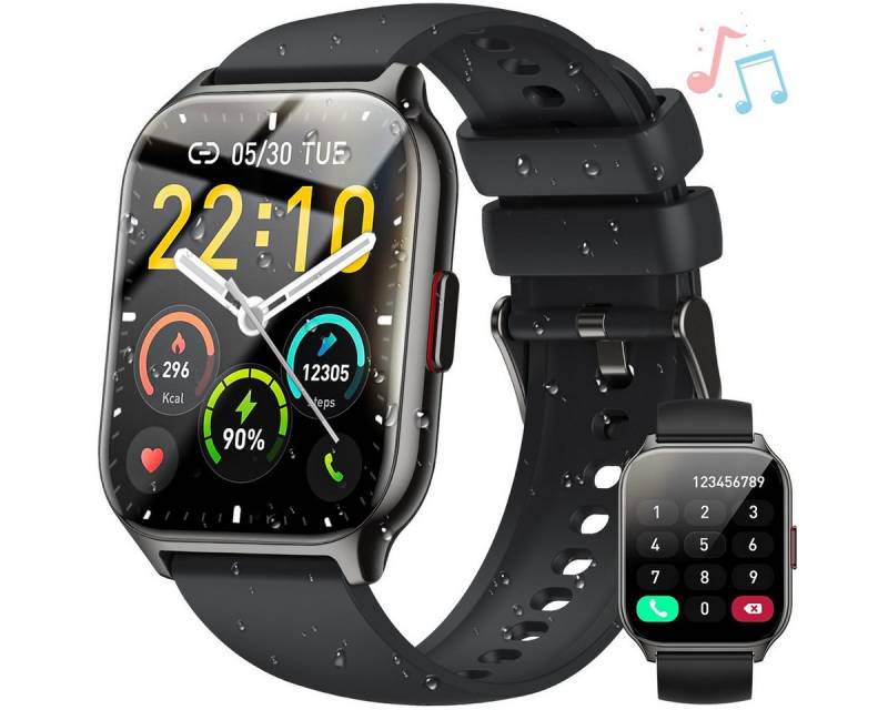 ZEUOPQ Smartwatch Fitness Tracker Uhr für Damen Herren mit Telefonfunktion Smartwatch 2,01 Zoll HD Voll-Touch-Farbdisplay, IP68 wasserdichte Sportuhr, kompatibel mit Android IOS System, Smartwatch mit Anruffunktion, Blutsauerstoff, Blutdruckmessung usw. von ZEUOPQ