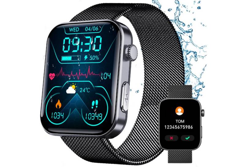 ZEUOPQ Smartwatch Fitness Tracker uhr mit Anruffunktion Smartwatch (5.3 cm/2,1 Zoll), 1-tlg., IP67 wasserdicht, unterstützt 50+ Sportmodi von ZEUOPQ