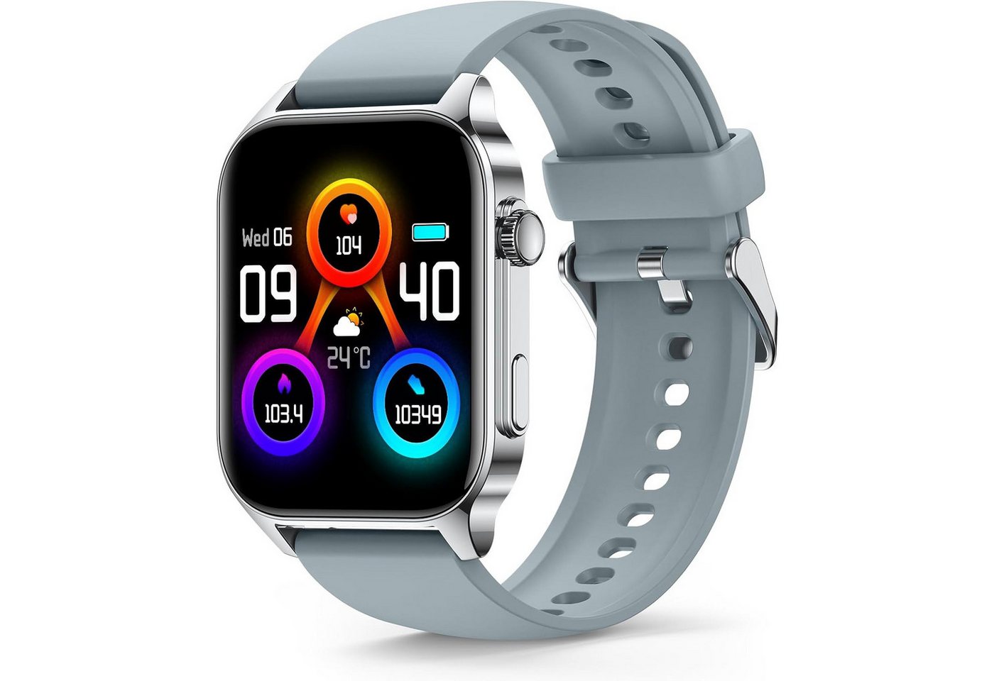 ZEUOPQ Smartwatch für Damen Herren, Telefonfunktion und Message Reminder Smartwatch (1,91-Zoll-HD-Smartwatch Zoll, für Android 5.0 oder iOS 9.0 oder höher) Gesundheits-Smartwatch mit Blutsauerstoffmonitor, Herzfrequenz, 1-tlg., IP68 wasserdichte Sportuhr mit Schrittzähler, Fitness-Tracker, Schlaf-Tracking, Quadratischer Voll Touchscreen Armbanduhr von ZEUOPQ