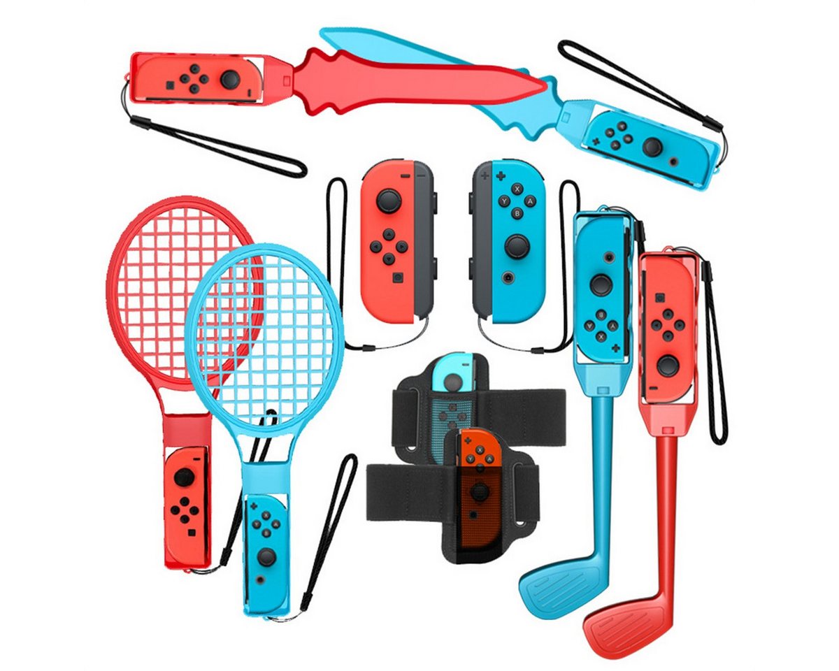 ZEUOPQ Spielecontroller 10-in-1 Switch Spiele Zubehör Set für Nintendo Sports Controller (Familien-Party-Paket Geeignet für Erwachsene und Kinder, 1 St., Tennisschläger, Golfschläger, Fußballbänder, Schwertgriffe) ZEUOPQ Spielecontroller 10-in-1 Switch Spiele Zubehör Set für Nintendo Sports Controller (Familien-Party-Paket Geeignet für Erwachsene und Kinder, 1 St., Tennisschläger, Golfschläger, Fußballbänder, Schwertgriffe) von ZEUOPQ