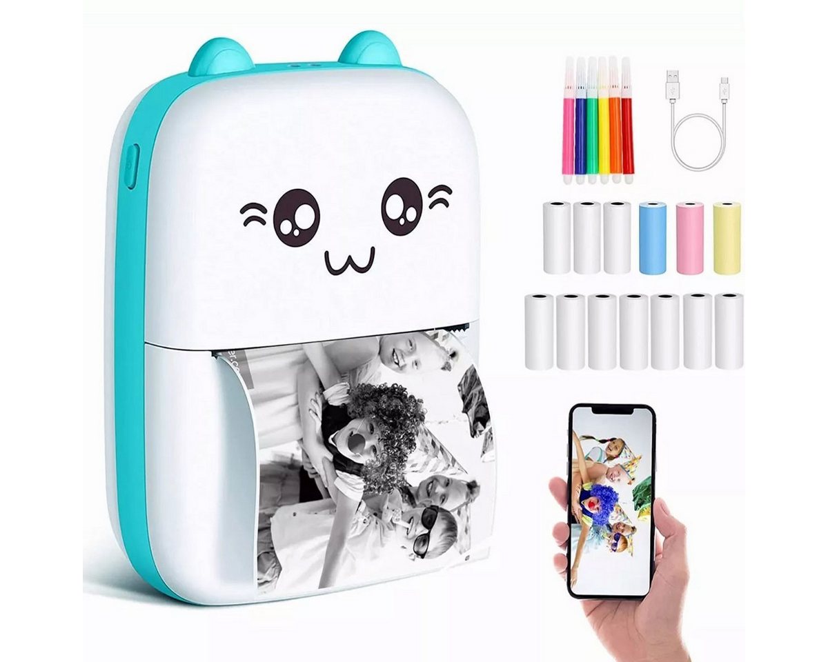 ZEUOPQ Thermodrucker Kompatibel mit iOS Android Etikettendrucker Etikettendrucker, (Bluetooth-Verbindung, Thermodruck ohne tinte, Mini-Drucker mit 200 dpi) von ZEUOPQ