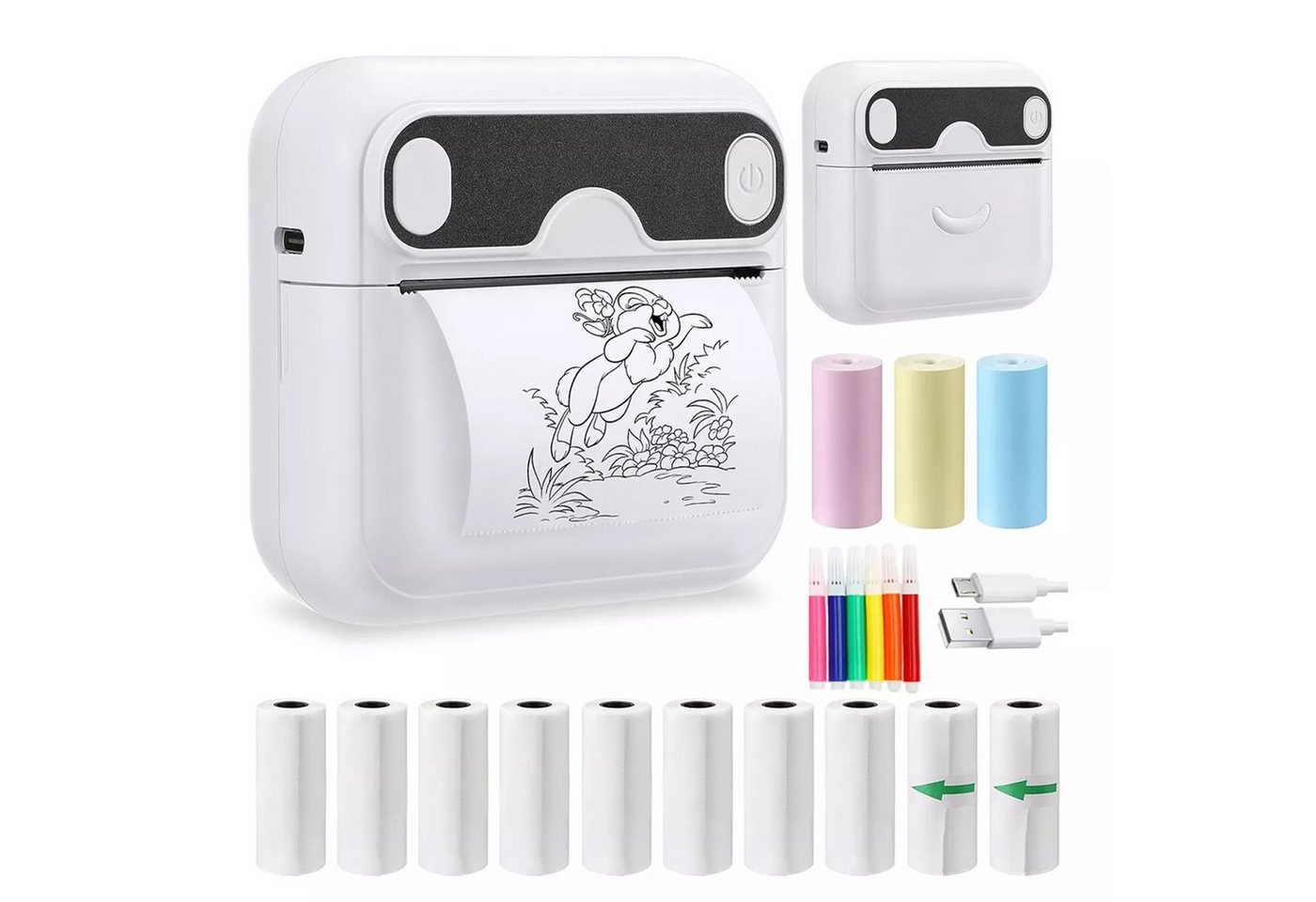 ZEUOPQ Thermodrucker Mini-Multifunktionsdrucker Bluetooth Etikettendrucker Etikettendrucker, (mit 5 Rollen Druckpapier, 5 Rollen selbstklebend, 3 Rollen farbiges Papier, 6 bunte Stifte, Druckt Fotos, Etiketten, QR-Codes usw. ohne den Einsatz von Tinte) ZEUOPQ Thermodrucker Mini-Multifunktionsdrucker Bluetooth Etikettendrucker Etikettendrucker, (mit 5 Rollen Druckpapier, 5 Rollen selbstklebend, 3 Rollen farbiges Papier, 6 bunte Stifte, Druckt Fotos, Etiketten, QR-Codes usw. ohne den Einsatz von Tinte) von ZEUOPQ