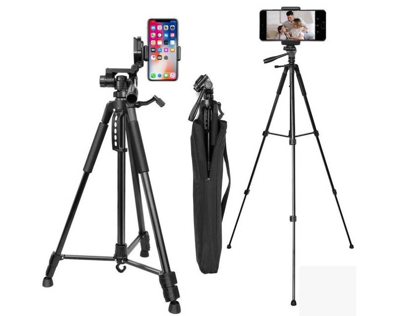ZEUOPQ Tragbares Kamera Handy Stativ, Aluminium Leichte Dreibeinstativ 130cm Dreibeinstativ (Höhenverstellbarkeit Mittelsäule: verzahnte Mittelsäule über Kurbel) von ZEUOPQ