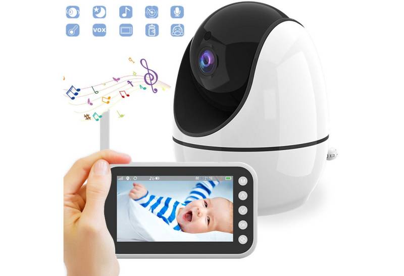 ZEUOPQ Video-Babyphone mit Kamera und Audio, 4,5-Zoll-Display, Infrarot-Nachtsicht, mit Zwei-Wege-Gespräch, Temperaturanzeige und Wiegenlied von ZEUOPQ