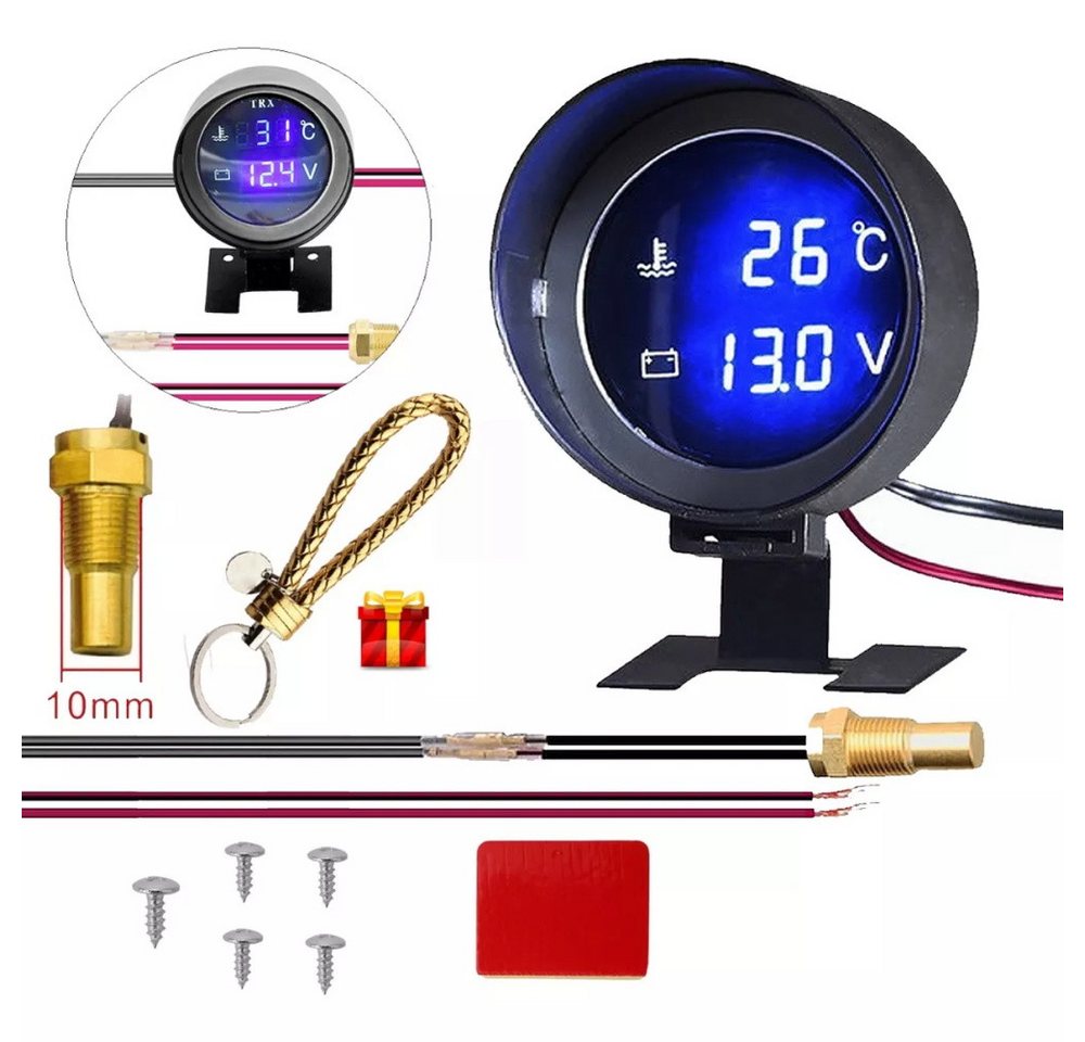 ZEUOPQ Voltmeter emperatur Meter Monitor Tester Gauge Anzeige, mit goldenem Schlüsselring Für Auto-Auto LKW Bus, 2 in 1 Digital Voltmeter, Thermometer 12V 24V ZEUOPQ Voltmeter emperatur Meter Monitor Tester Gauge Anzeige, mit goldenem Schlüsselring Für Auto-Auto LKW Bus, 2 in 1 Digital Voltmeter, Thermometer 12V 24V von ZEUOPQ