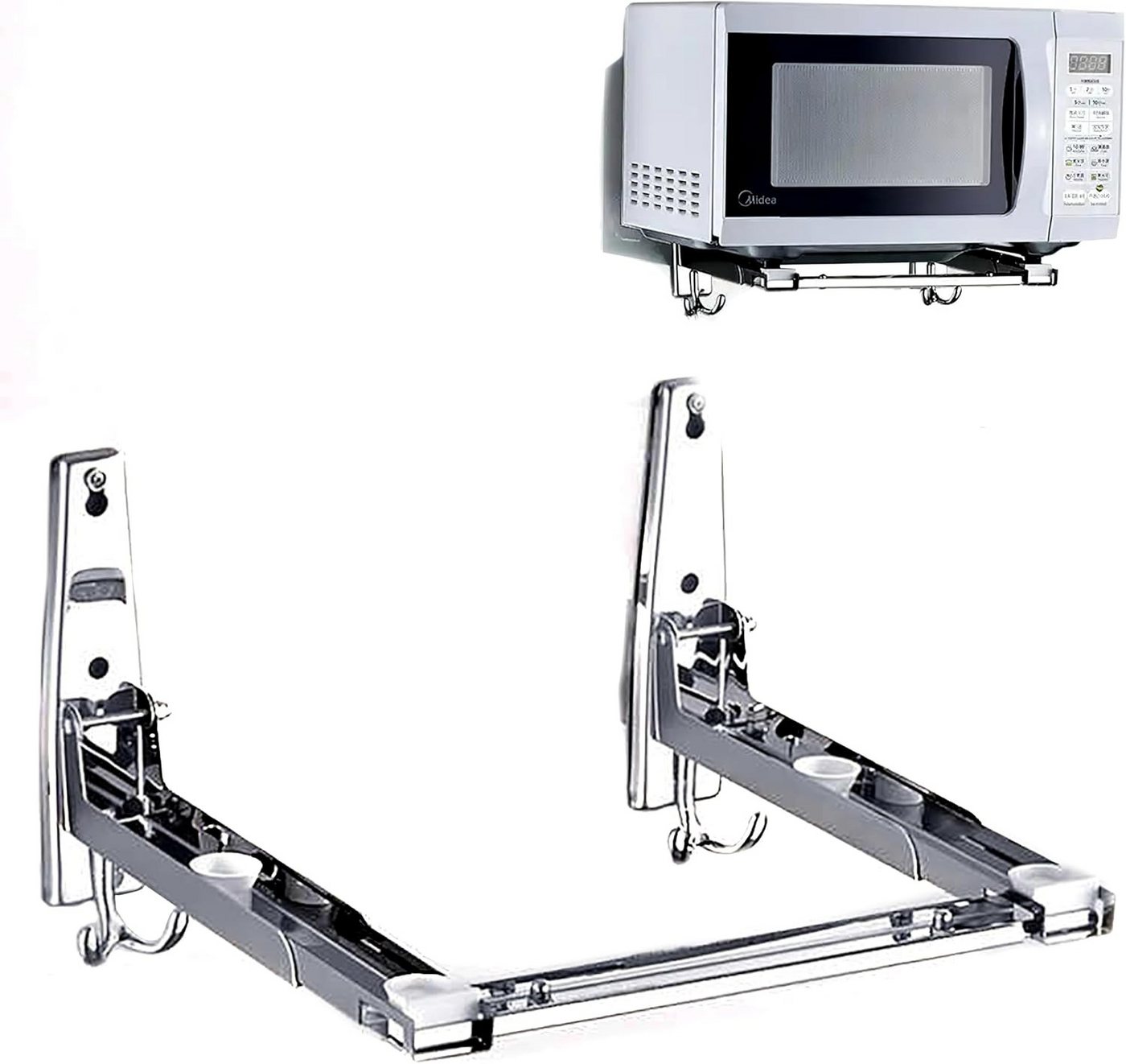 ZEUOPQ Wandhalterung Mikrowelle Edelstahlarm verstellbar Tragkraft 100 lb Mikrowellen-Wandhalterung, (bis 22,30 Zoll, Universal-Wandhalterung aus Edelstahl) von ZEUOPQ