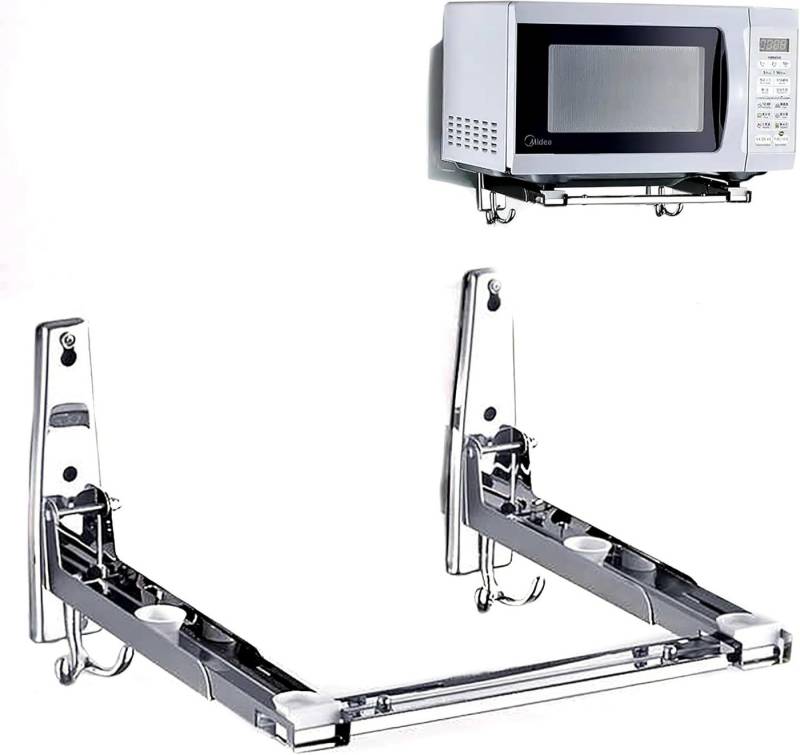 ZEUOPQ Mikrowellen-Wandhalterung Wandhalterung Mikrowelle Edelstahlarm verstellbar Tragkraft 100 lb, (bis 22,30 Zoll, Universal-Wandhalterung aus Edelstahl) von ZEUOPQ