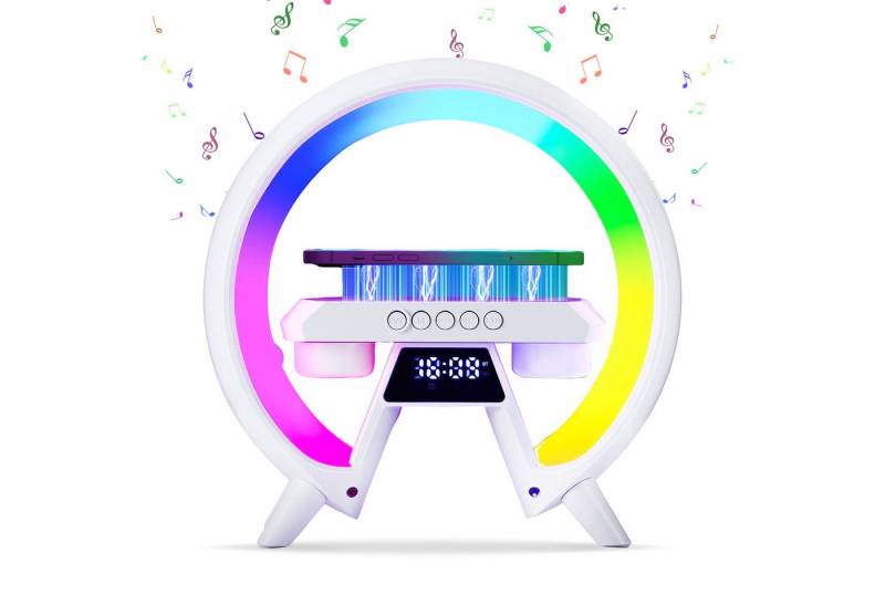 ZEUOPQ Wecker Multifunktionales Bluetooth-Lautsprecher mit Umgebungslicht Bluetooth-Lautsprecher (Bluetooth-Verbindung,mit Kabelloser Ladefunktion,Mehrere Lichteffekte) von ZEUOPQ
