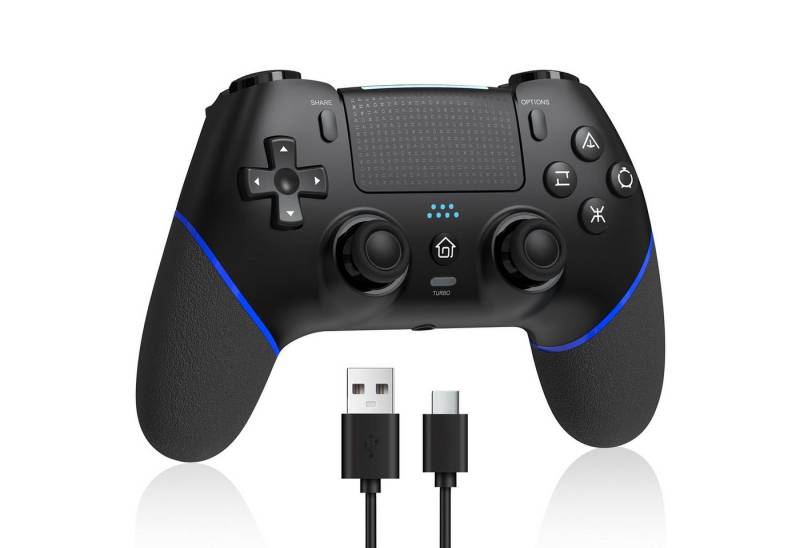 ZEUOPQ Wireless Controller für PS4 Controller mit 2 Programmierbaren Tasten Wireless-Controller (Wireless Gamepad mit Doppelter Vibration, 6-Achsen-Gyro-Sensor, Game Controller Kompatibel mit PS-4, Pro, Slim) von ZEUOPQ