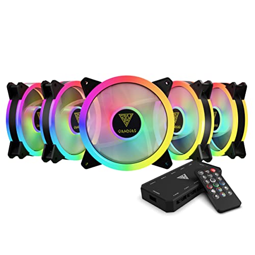 GAMDIAS Aeolus M2-1205R RGB-Lüfter 120mm, pc lüfter, Gehäuselüfter-Kit mit Fernbedienung, individuell adressierbare RGB-LEDs, hydraulisches Lager, bis zu 1.500 U/min, 5 lüfter GAMDIAS Aeolus M2-1205R RGB-Lüfter 120mm, pc lüfter, Gehäuselüfter-Kit mit Fernbedienung, individuell adressierbare RGB-LEDs, hydraulisches Lager, bis zu 1.500 U/min, 5 lüfter von ZEUS GAMDIAS