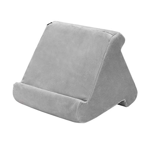 Tablet-Kissenhalter, faltbarer iPad-Ständer für Schoß, Bett und Schreibtisch, Tablet, weiches Pad-Dock mit Tasche, kompatibel mit iPad Pro 12.9, 10.5, 9.7 Air Mini 6, 5, 4, 3, Kindle, E-Readern (Grau) von ZEUSE