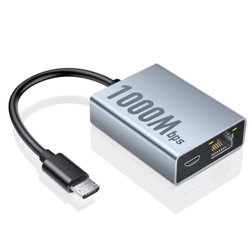 1000Mbps Ethernet Adapter für Fire TV Stick, Micro USB auf RJ45 Gigabit Ethernet Netzwerk Adapter Kompatibel mit 4K Fire Stick, Chromecast Google Home Mini und weiteren Streaming TV Sticks von ZEXMTE
