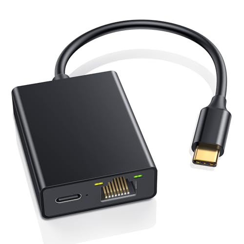ZEXMTE USB C zu Ethernet Adapter für Chromecast mit Google TV- USB C zu RJ45 Ethernet Netzwerk Adapter, Kompatibel mit Chromecast Google TV (HD/ 4K), Laptop, Tablet - Klebeband im Lieferumfang enthalt von ZEXMTE