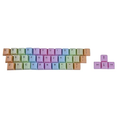 37 Tastenkappen, PBT, verbesserte einzigartige Regenbogen-Tastenkappen, passend für die meisten mechanischen Tastaturen für Cherry MX Schalter von ZEZEFUFU