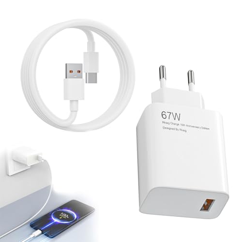 Ladegerät Xiaomi 67 W, Ladegerät 67 W Xiaomi mit USB-Kabel C 6 A für Xiao mi Redmi 14/13/12/12x, Ladegerät Redmi Note 14, Schnellladegerät Xiao mi, Schnellladegerät USB für Redmi Note 14 Pro 5G Ladegerät Xiaomi 67 W, Ladegerät 67 W Xiaomi mit USB-Kabel C 6 A für Xiao mi Redmi 14/13/12/12x, Ladegerät Redmi Note 14, Schnellladegerät Xiao mi, Schnellladegerät USB für Redmi Note 14 Pro 5G von ZFRITP