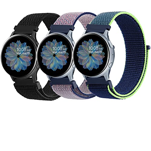 ZGCE 3 Pack Armband Kompatibel mit Samsung Galaxy Watch Active 2 40mm 44mm & Galaxy Watch Active & Galaxy Watch 3 41mm & Galaxy Watch 42mm, 20mm Nylon Loop Schnellwechsel Uhrenarmband von ZGCE