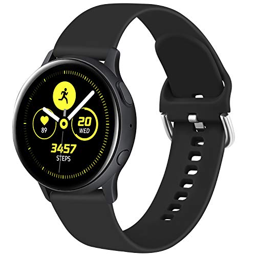 ZGCE Armband Kompatibel mit Samsung Galaxy Watch Active/Active2 40mm/44mm Armband, 20mm Weiche Silikon Ersatz Uhrenarmband für Samsung Galaxy Watch 42mm / Galaxy Watch 3 41mm (L,Schwarz) von ZGCE