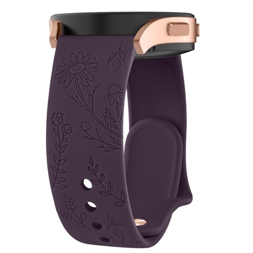 ZGCE Floral Gravierte Armband für Samsung Galaxy Watch 6 Armband 40mm 44mm / Galaxy Watch 6 Classic Armbänder 43mm 47mm, 20mm Schön Silikon Uhrenarmband Sport Ersatzband für Damen, Dunkle Kirsche von ZGCE