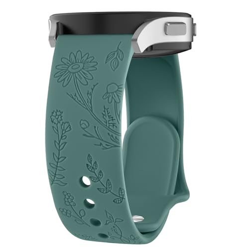 ZGCE Floral Gravierte Armband für Samsung Galaxy Watch 6 Armband 40mm 44mm / Galaxy Watch 6 Classic Armbänder 43mm 47mm, 20mm Schön Silikon Uhrenarmband Sport Ersatzband für Damen, Nadelkiefer Grün von ZGCE