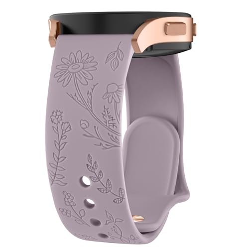 ZGCE Floral Gravierte Armband für Samsung Galaxy Watch 6 Armband 40mm 44mm / Galaxy Watch 6 Classic Armbänder 43mm 47mm, 20mm Schön Silikon Uhrenarmband Sport Ersatzband für Damen, Taro Lila von ZGCE