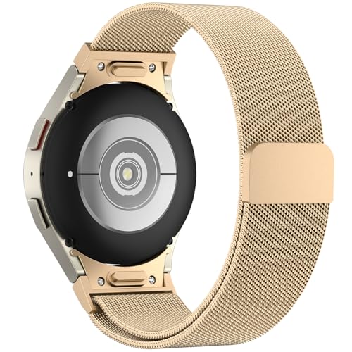 ZGCE Samsung Watch Armband für Samsung Galaxy Watch 7 6 5 4 Armband 44mm 40mm / 6 Classic 47mm 43m / 5 Pro / 4 Classic/FE, Keine Lücke Metall Edelstahl Ersatzarmband Damen Herren (Vintage Gold) von ZGCE