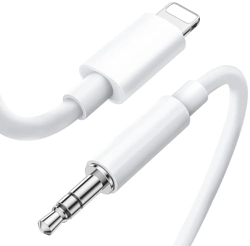 [Apple MFi-zertifiziert] Auto AUX Kabel für iPhone, Audiokabel auf 3.5mm Premium Audio für iPhone SE/14/14 Pro/14 Plus/13/13 ProMax/12/11/X/XS/XR/8 Car Audio, Kopfhörer, Lautsprecher-Weiß-1M von ZGXQDK