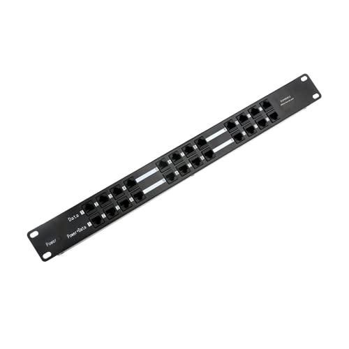 ZHANGQING 12 Port PoE Injector Konform IEEE 802.3af/24V Passiv PoE mit 10/100 Data Kompatibel 15~48V Netzteil Eingang | 19 Zoll Rack Mount Power Over Ethernet Injector Keine Netzteil | POE-12-1U von ZHANGQING