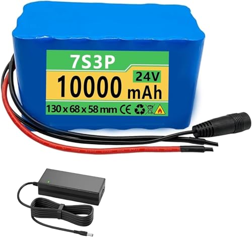 24 V 10 Ah E-Bike-Lithium-Akku, 7S3P Lithium-Elektroakku für 200 W-500 W Elektromotor mit wasserdichtem Ladegerät T von ZHANGshouf
