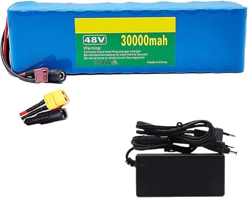 48V 30Ah 13S3P Elektrofahrrad Roller Motor, E-Bike Lithium-Ionen-Akku, Lectric Bike Akku Pack mit 54,6V 2A Ladegerät, für 200W 500W 800W 1000W Motor Elektrofahrrad Scooter T von ZHANGshouf