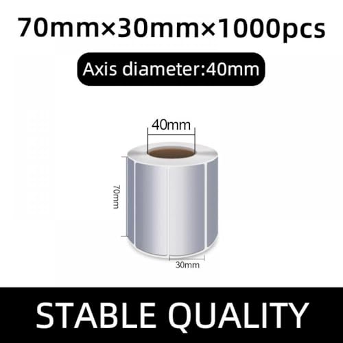 Matt Silber PET PET BARCODE -Etiketten Kompatibel mit thermische Übertragungsbanddrucker kompatible Aufkleber Set von 100 Etiketten verschiedene Größen 90 80 70 60 50 40 30 25 35 45 150(70-30mm-1000pc von ZHAOXCAIN