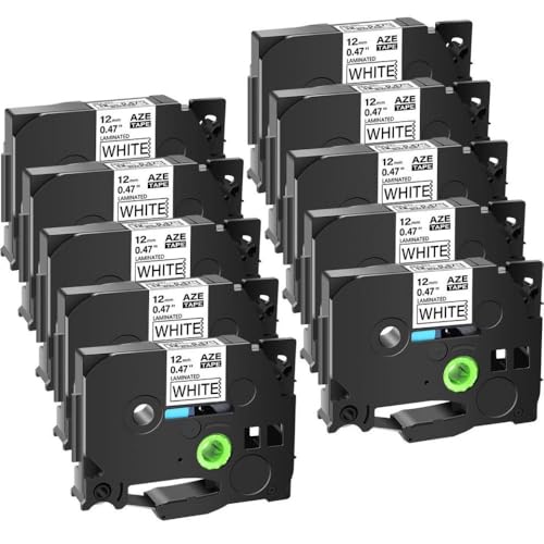 ZHAOXCAIN AZE-231 12mm Labelbandkennband kompatibel mit TZ Tze-231 Schwarz auf weißen laminierten Laminat-Etiketten Kompatibel mit Drucker(10PK-Black on White) von ZHAOXCAIN