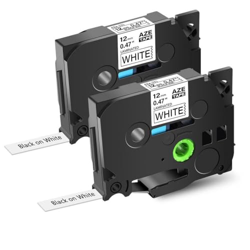 ZHAOXCAIN AZE-231 12mm Labelbandkennband kompatibel mit TZ Tze-231 Schwarz auf weißen laminierten Laminat-Etiketten Kompatibel mit Drucker(2PK-Black on White) von ZHAOXCAIN