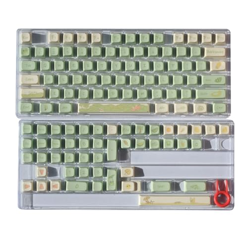 ZHAPEG Tastenkappen Set Sublimations Tastenkappe Stück Grünes Blumenmuster Für Mechanische Tastaturen Wasserdicht von ZHAPEG