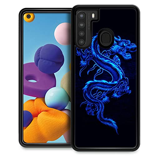 Samsung Galaxy A21 Hülle, blauer Drache Galaxy A21 Hüllen für Männer und Jungen, Fallschutz, cooles Muster mit weicher TPU-Bumperhülle, kompatibel mit Samsung A21 Hülle 6,5 Zoll blauer Drache von ZHEGAILIAN