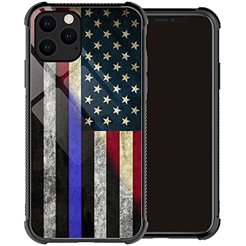 Schutzhülle für iPhone 13, dünne blaue Linie, amerikanische Flagge, iPhone 13, Hülle für Männer und Jungen, Fallschutz, cooles Muster, 6.1 Zoll (15.5 cm), dünne blaue amerikanische Flagge von ZHEGAILIAN