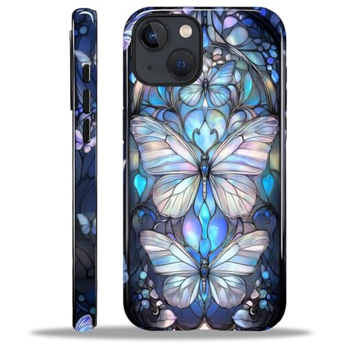 ZHEGAILIAN 2 in 1 Hybrid Hülle für iPhone 15 | Stoßfestes Silikon + Harte PC Schutzhülle mit Stylischem Muster Design Langlebiger Fallschutz - Buntglas Schmetterling Aesthetic ZHEGAILIAN 2 in 1 Hybrid Hülle für iPhone 15 | Stoßfestes Silikon + Harte PC Schutzhülle mit Stylischem Muster Design Langlebiger Fallschutz - Buntglas Schmetterling Aesthetic von ZHEGAILIAN
